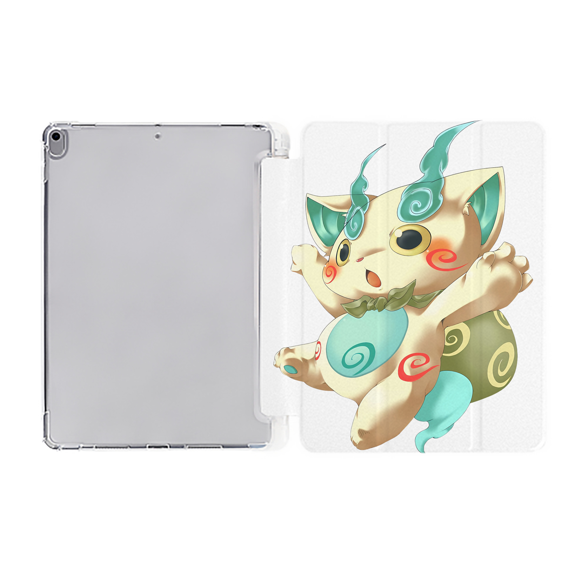 （画像用） 妖怪ウォッチ Yo-kai Watch IPad ケース ペン収納付き 三つ折りスタンド PUレザー×シリコン 対応機種9.5/10.5/10.9インチ